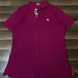 Burberry Brit Men's Purple Polo Shirt L 100% Cotton Short Sleeve Collared Logo